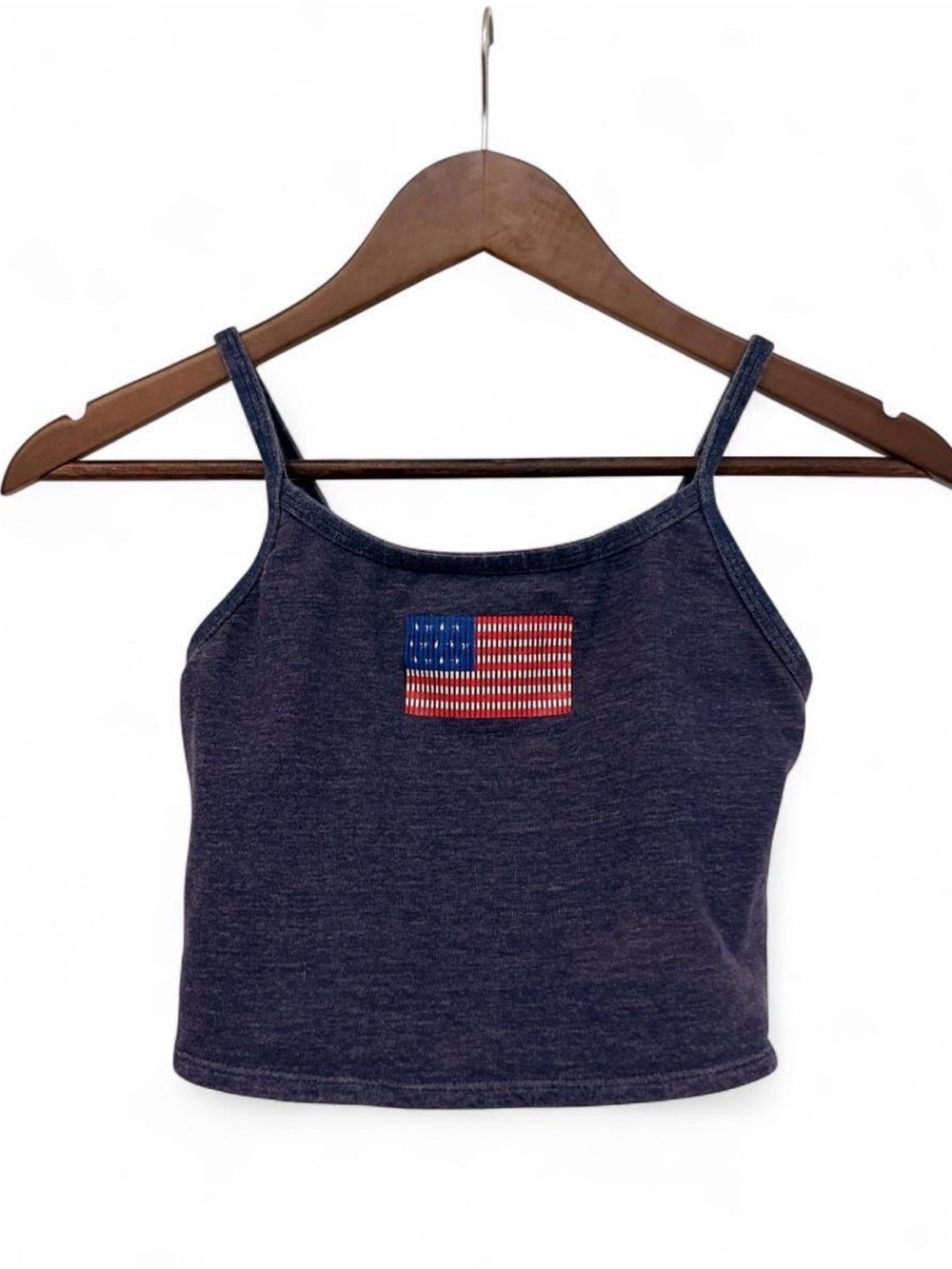 Vintage Polo Sport Ralph Lauren Flag Cropped Cami Top Navy Made in USA Size 10